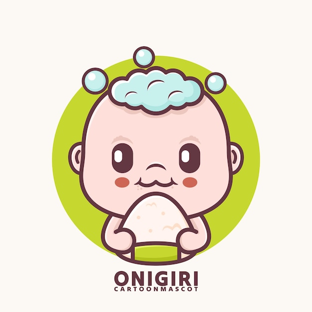 schattige cartoonbaby met onigiri