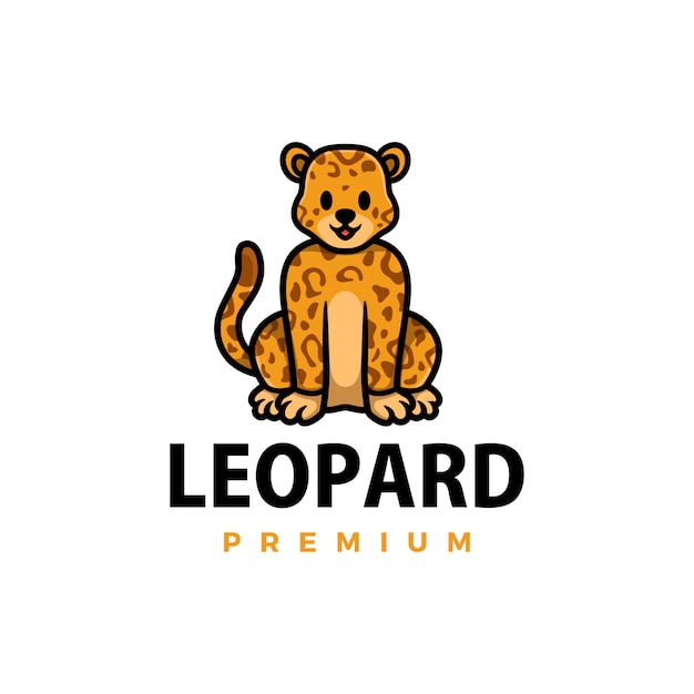 Schattige cheetah luipaard cartoon logo pictogram illustratie