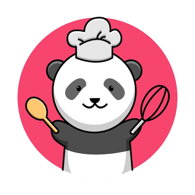 Schattige chef-kok panda cartoon ontwerp