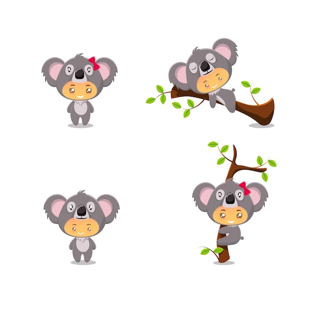 Schattige chibi koala jongen en meisje