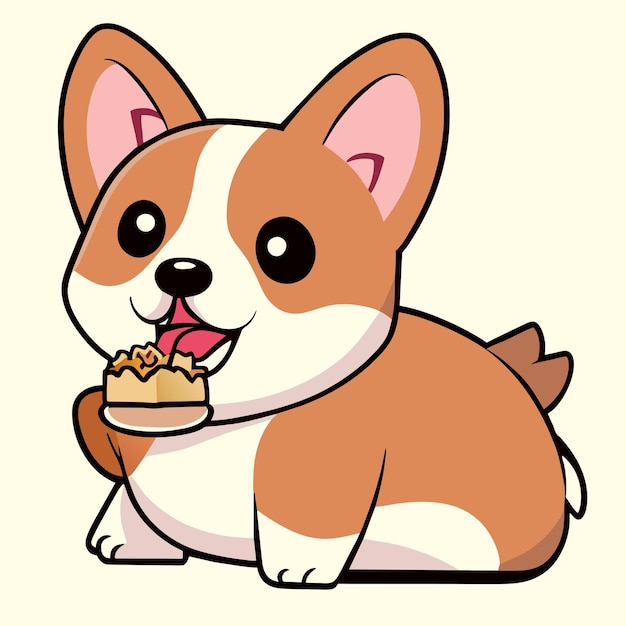 schattige corgi die taartvector eet