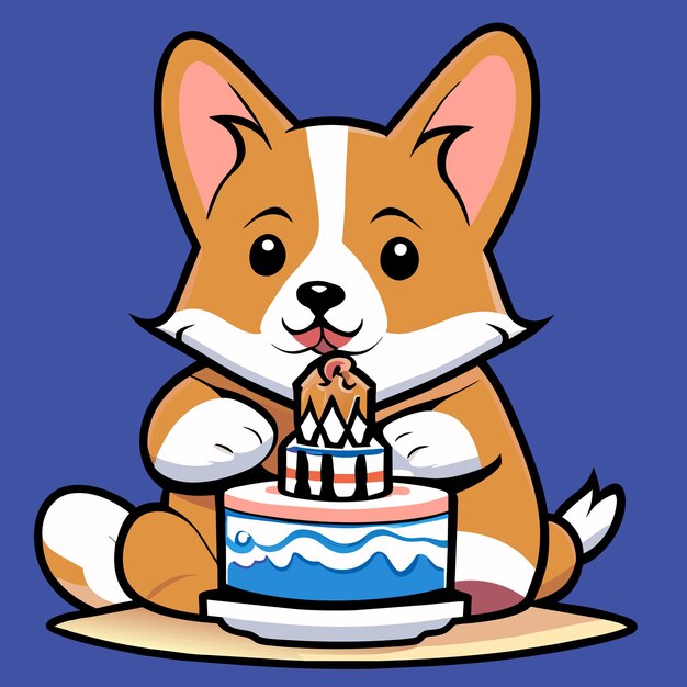 schattige corgi die taartvector eet