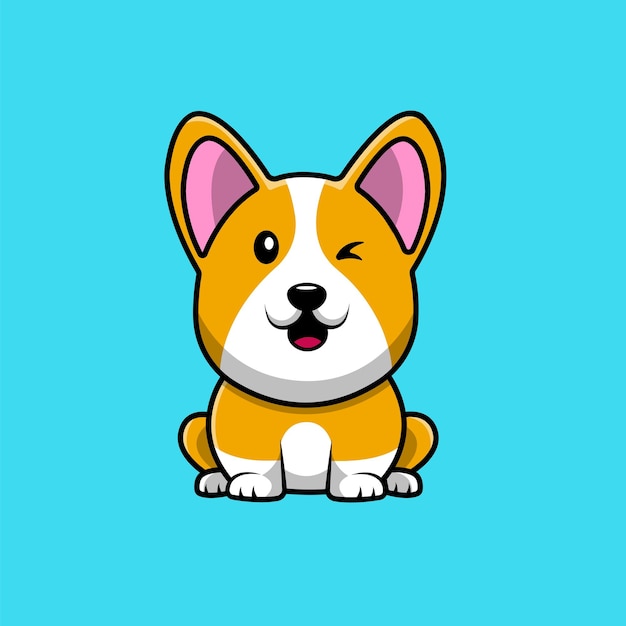 Schattige Corgi Hond Zittend Cartoon Vector Pictogram Illustratie