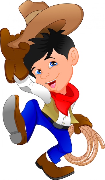 Schattige cowboy jongen cartoon