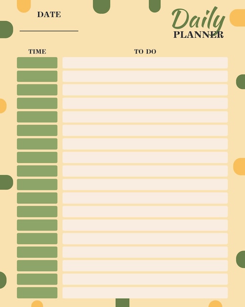 schattige dagelijkse planner sjabloon