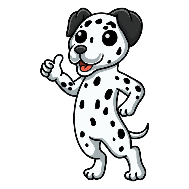 Schattige dalmatische hond cartoon duim opgevend