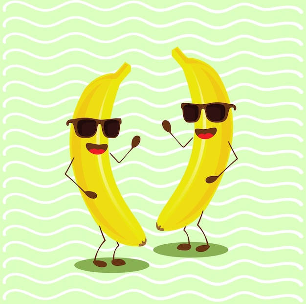 Vector schattige dansende banaan mascotte vectorillustratie