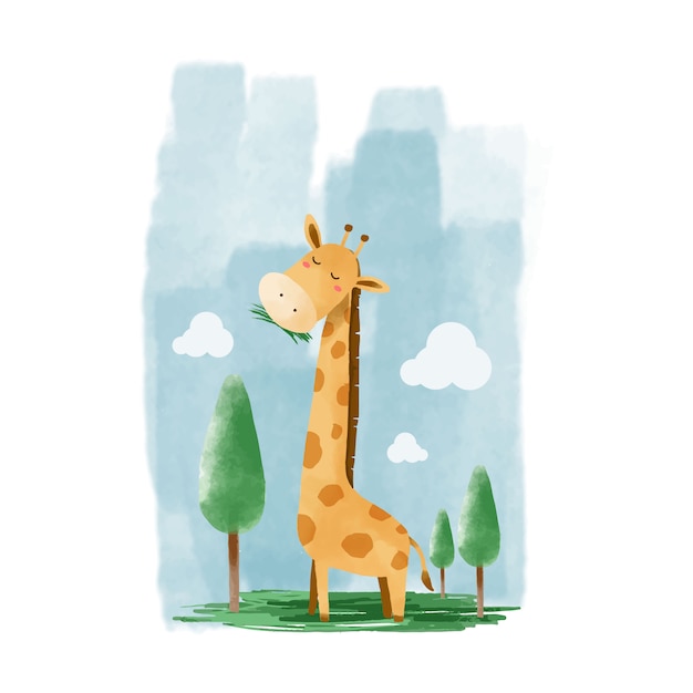 Schattige dieren giraffe aquarel illustratie