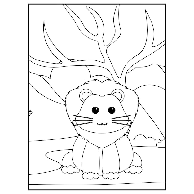 Schattige Dieren Kleurplaten Voor Kinderen Premium Vector