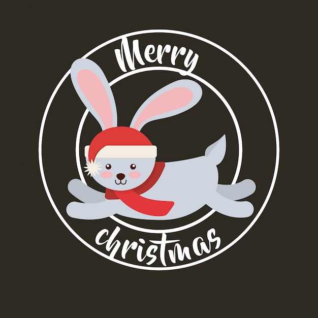 Schattige dieren vrolijk kerstfeest geïsoleerde pictogram
