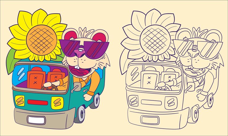 Vector schattige dierlijke doodle illustratie voor kleurblad tekenboek
