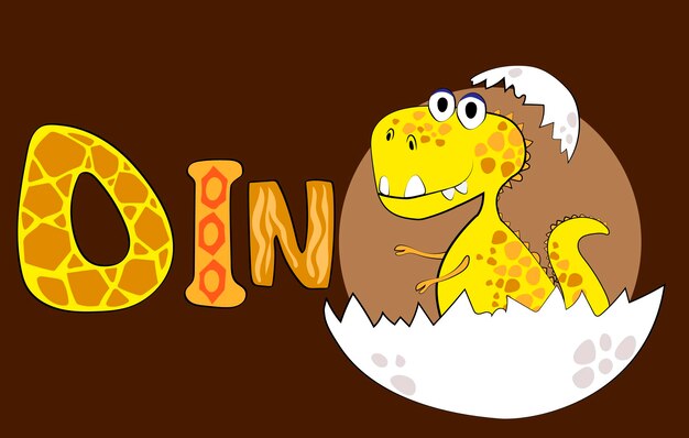 Vector schattige dinosaurus uitgebroed uit eieren en belettering dino postkaart poster samenstelling voor tshirts