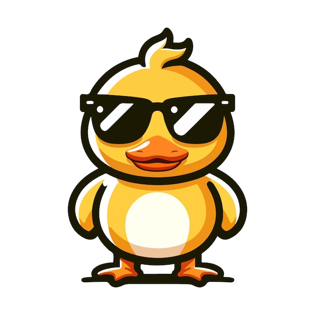 schattige eend met een zonnebril cartoon icoon personage