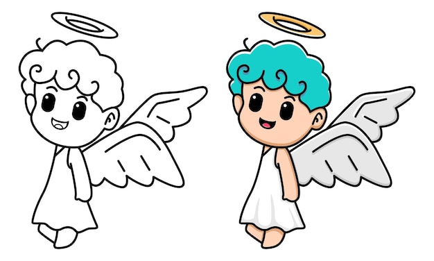 Schattige engel kleurplaat voor kinderen