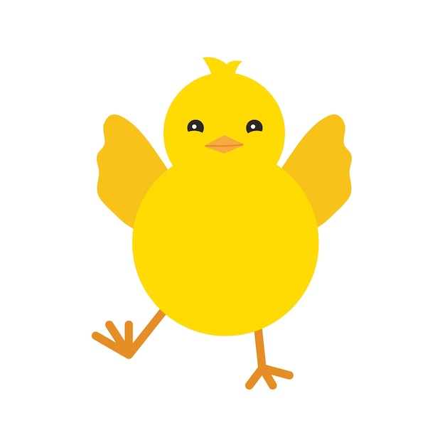 Schattige gele baby-kippenvlieg voor Pasen-ontwerp Kleine gele cartoonkuiken Vector