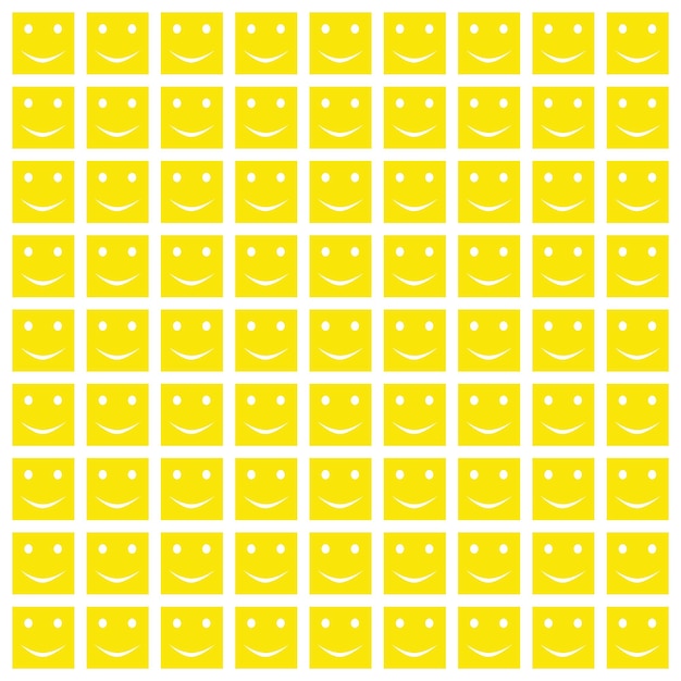 schattige gele smiley pictogram achtergrond vector patroon vierkant