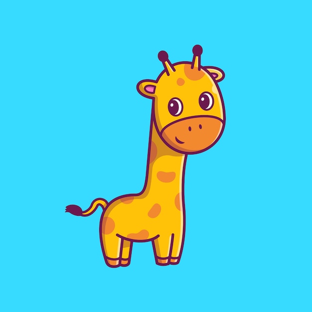 Schattige giraf pictogram illustratie. Giraffe mascotte stripfiguur. Dierlijke pictogram concept geïsoleerd