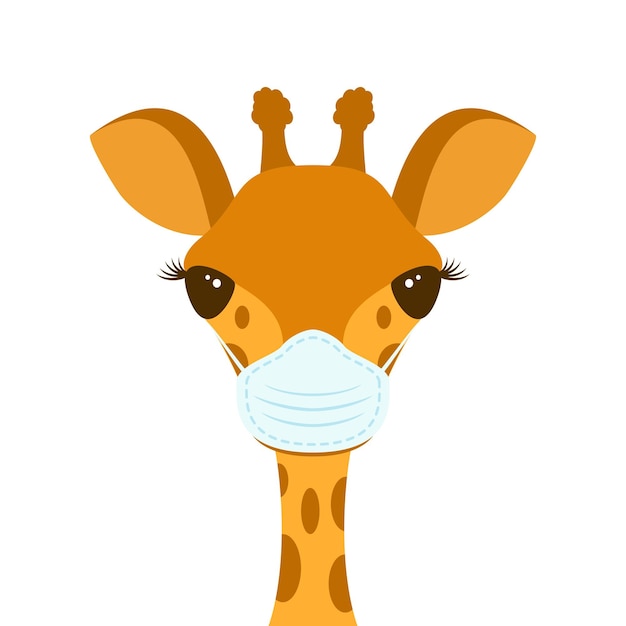 Schattige girafkop in een medisch masker