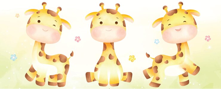 Vector schattige girrafe aquarel