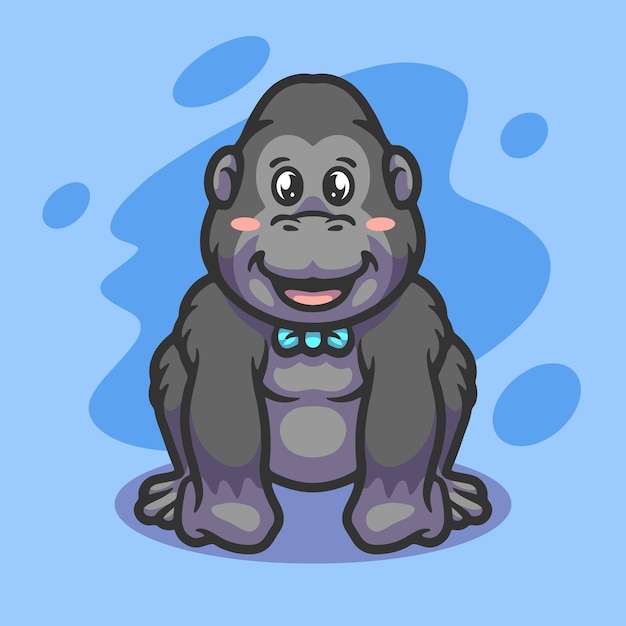 Schattige gorilla mascotte illustratie ontwerp