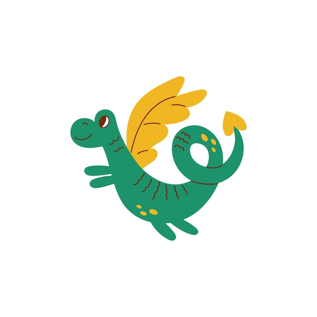 Schattige groene draak vectorillustratie