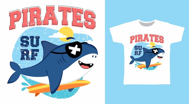 Schattige haai piraten tshirt ontwerp