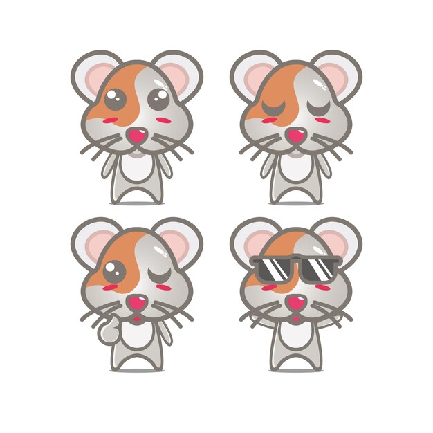 Schattige hamster set collectie vector illustratie hamster mascotte karakter vlakke stijl cartoon