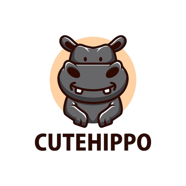 Schattige hippo cartoon logo