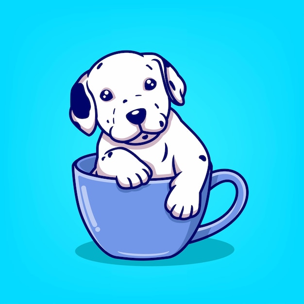 Schattige hond cartoon n cup vectorillustratie