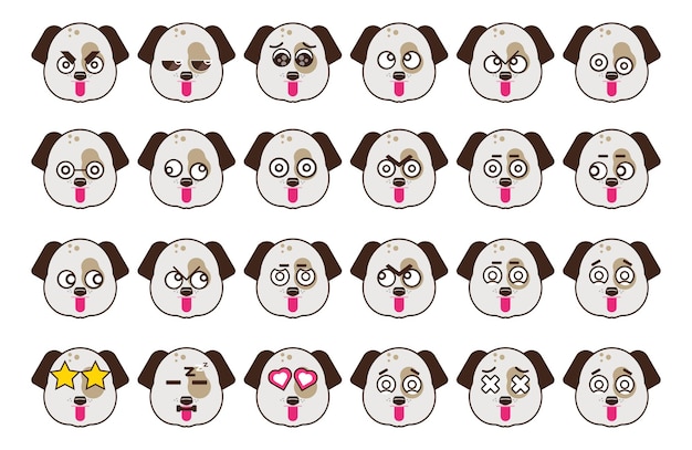 Schattige hond emoticon collectie