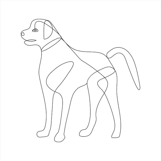 Schattige hond huisdier dier continu één lijn kunst overzicht silhouet eenvoudige tekening vectorillustratie