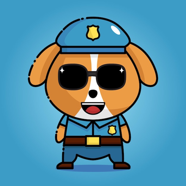 Vector schattige hond kawaii in politie-uniform