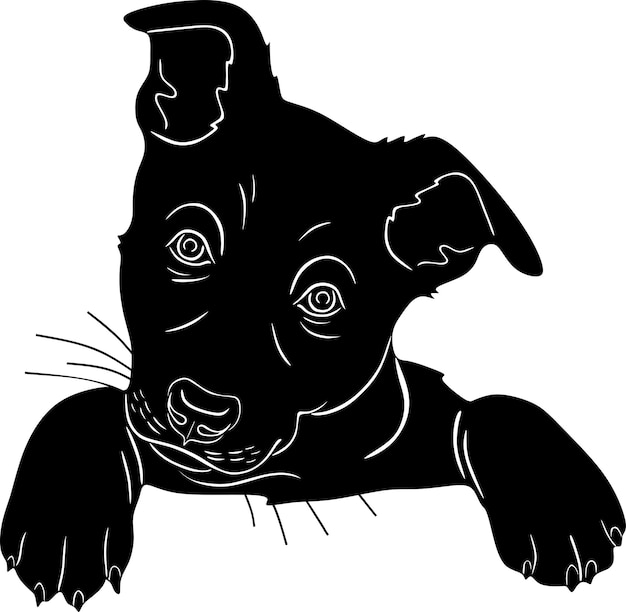 schattige hond lijntekeningen handgemaakt silhouet zwart ontwerp