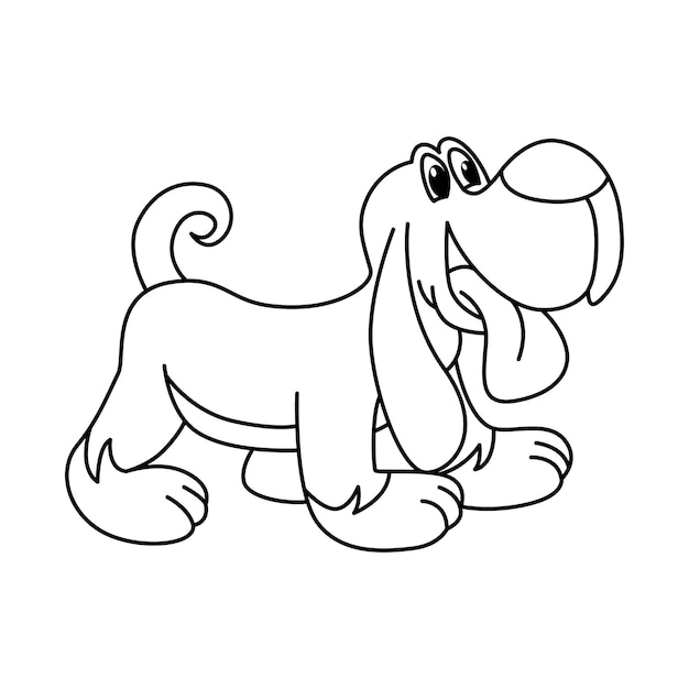 Schattige hond stripfiguren vectorillustratie Voor kinderen kleurboek