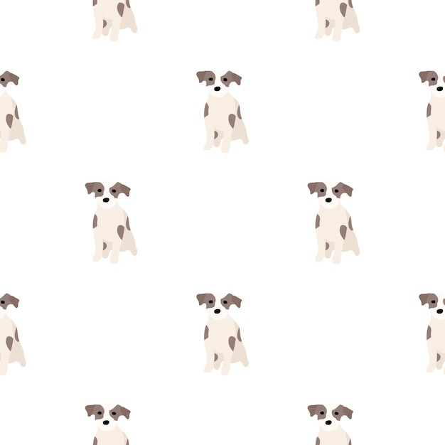 Vector schattige honden jack russell terrier fanny dieren vector hand getekende naadloze patroon
