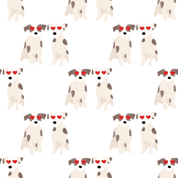 Schattige honden Jack Russell Terrier Fanny dieren Vector hand getekende naadloze patroon