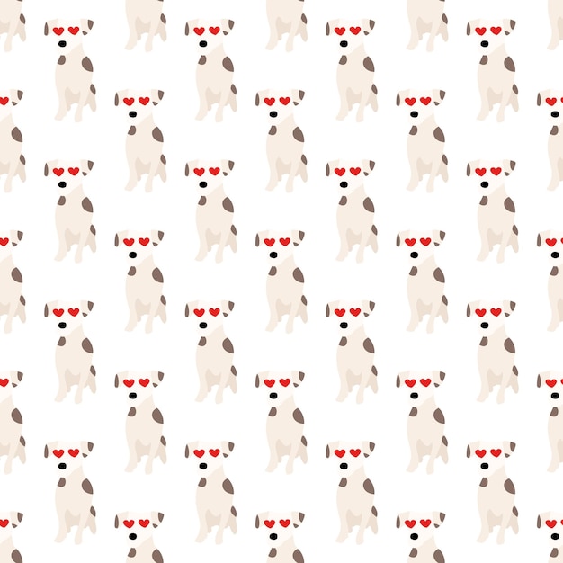 Vector schattige honden jack russell terrier fanny dieren vector hand getekende naadloze patroon