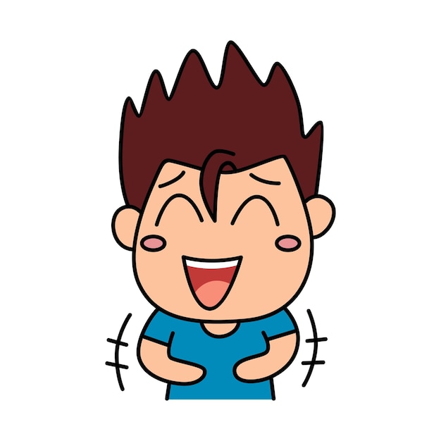 schattige jongen lach op luide cartoonillustratie