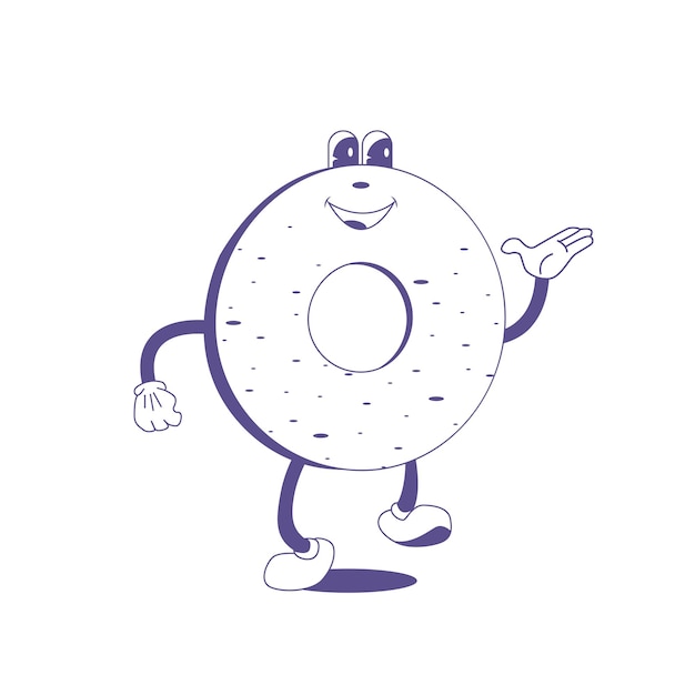 Schattige karakter Donuts die gelukkig rondlopen