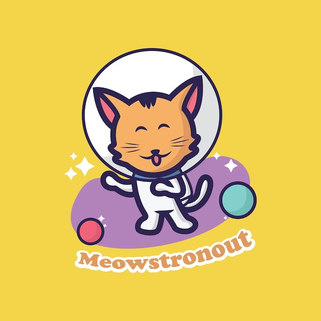 Schattige kat astronaut karakter cartoon collectie