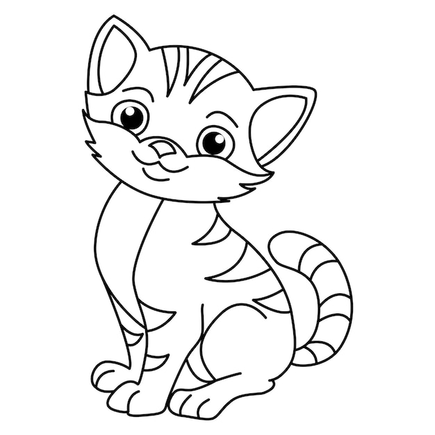 Schattige kat cartoon kleurplaat pagina illustratie vector Voor kinderen kleurboek