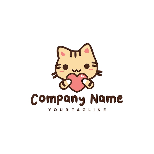 Schattige kat eenvoudig logo-ontwerp