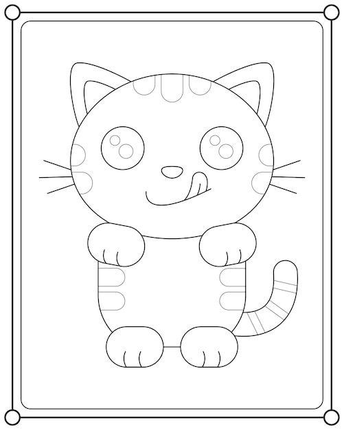 Schattige kat geschikt voor kinder kleurplaten pagina vectorillustratie