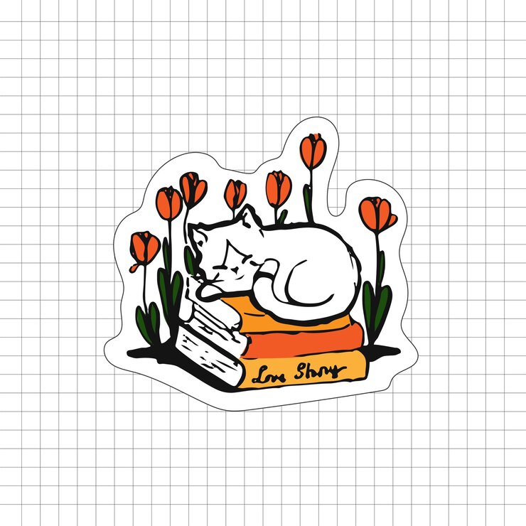 Schattige kat handgetekende illustratie