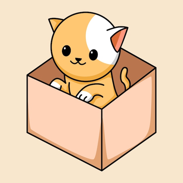 Vector schattige kat in doos cartoon ontwerp
