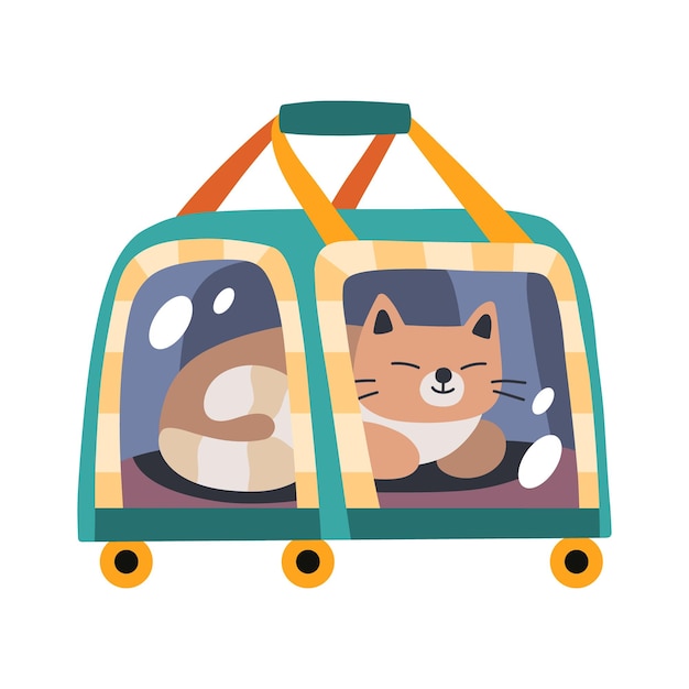 Schattige kat in een reiskoets voor huisdieren