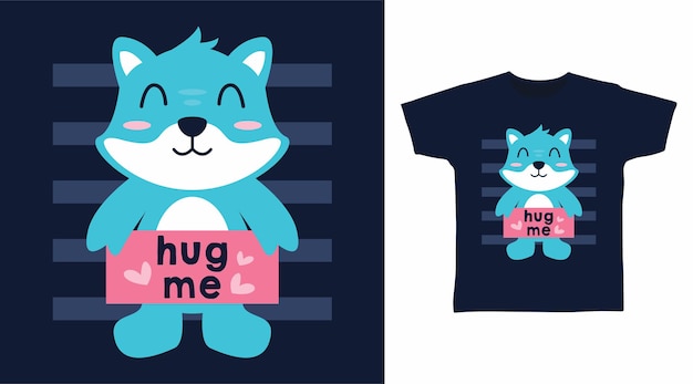 Vector schattige kat knuffel me tshirt ontwerp