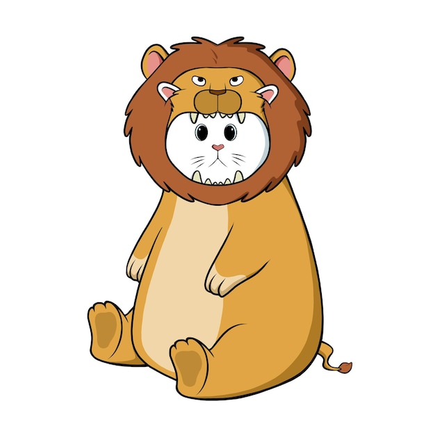 Vector schattige kat leeuw kostuum dragen