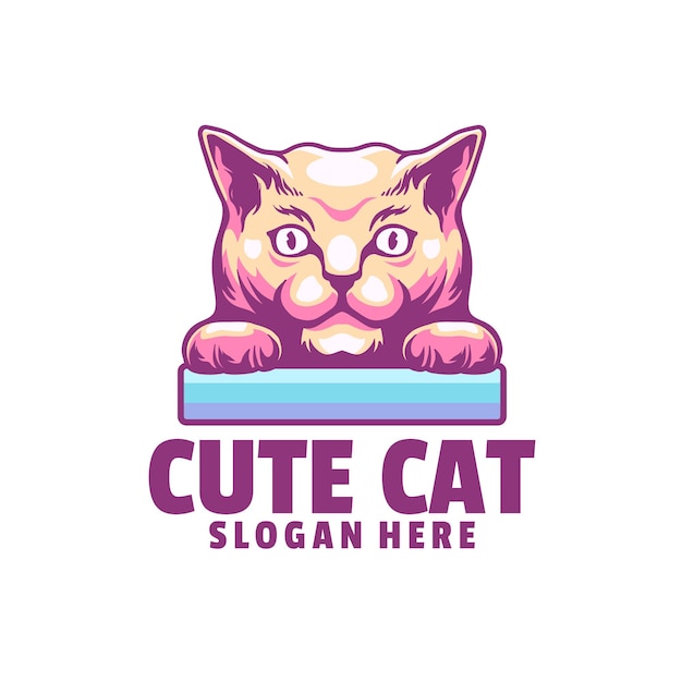 Schattige kat logo ontwerpen vector