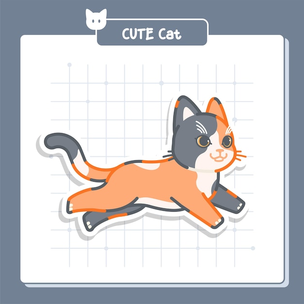 Vector schattige kat lopende illustratie sticker